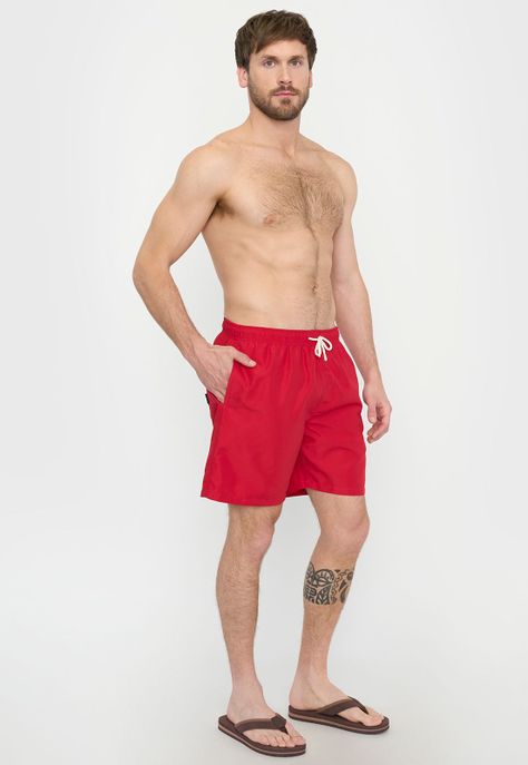 Traje de Baño Hombre Rojo Liso Corona-3