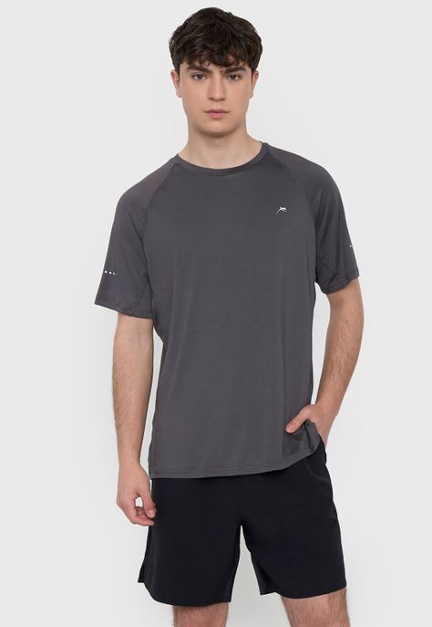 Polera Hombre Deportiva Poliester R-Neck 1 Gris Corona-0