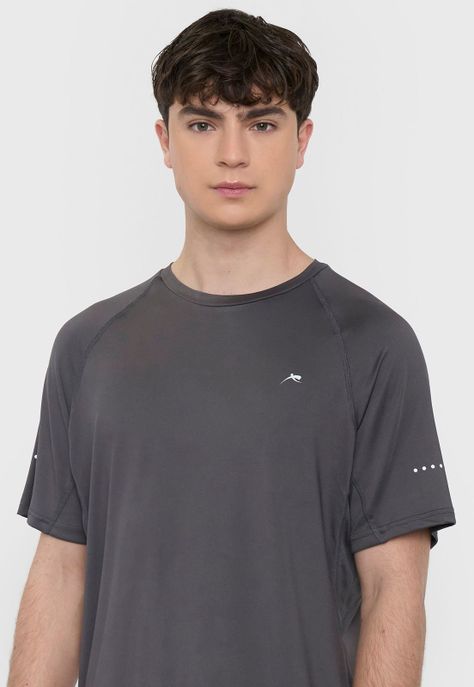 Polera Hombre Deportiva Poliester R-Neck 1 Gris Corona-2