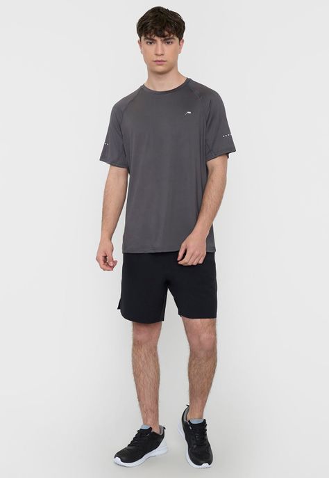 Polera Hombre Deportiva Poliester R-Neck 1 Gris Corona-3