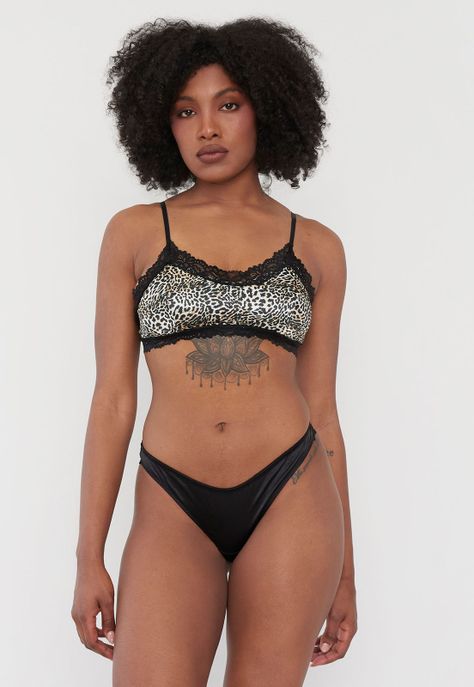 Bipack Calzón Mujer Satín Negro/Negro Print Corona-3