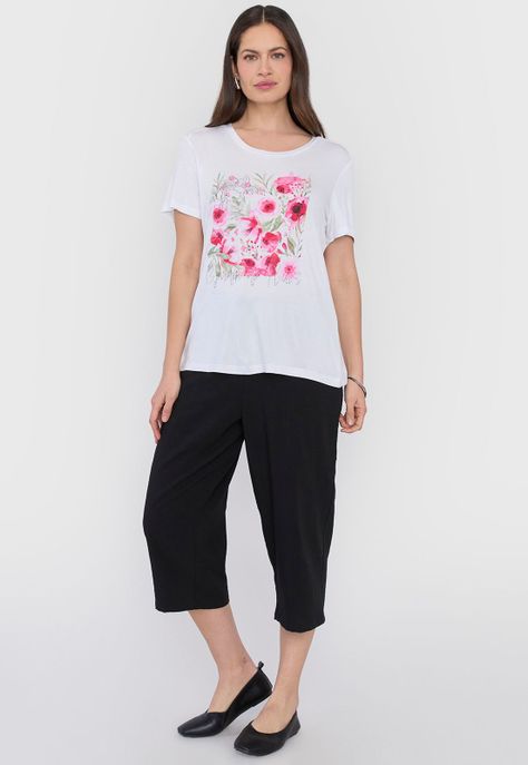 Polera Mujer Focal Print Tachas Blanco Corona-3