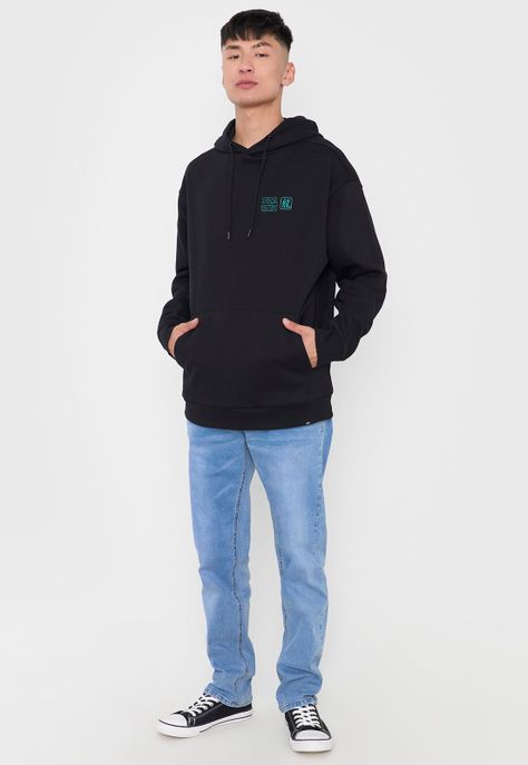 Polerón Hombre Hood Print Asiático Color Negro Corona-3