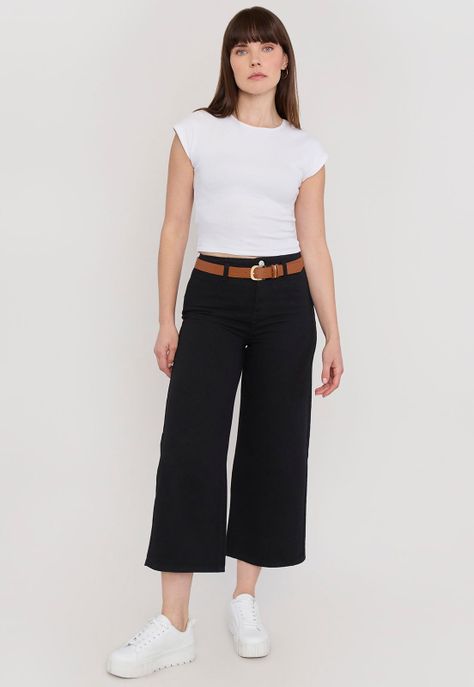 Jeans Mujer Culotte Negro Corona-0