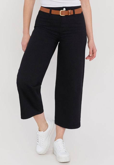 Jeans Mujer Culotte Negro Corona-1