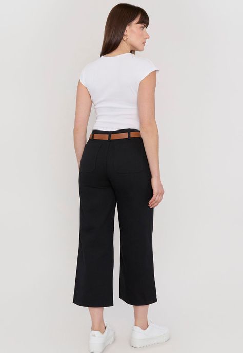 Jeans Mujer Culotte Negro Corona-2