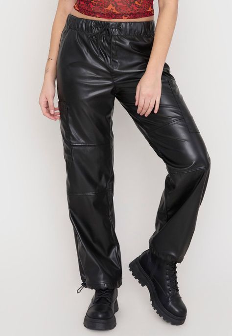Pantalón Mujer Jogger Cargo Ecocuero Negro Corona-1