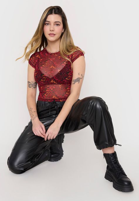 Pantalón Mujer Jogger Cargo Ecocuero Negro Corona-3
