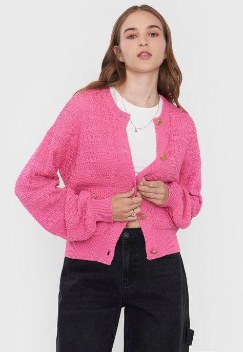 Cárdigan Mujer Botones Rosado Corona-0