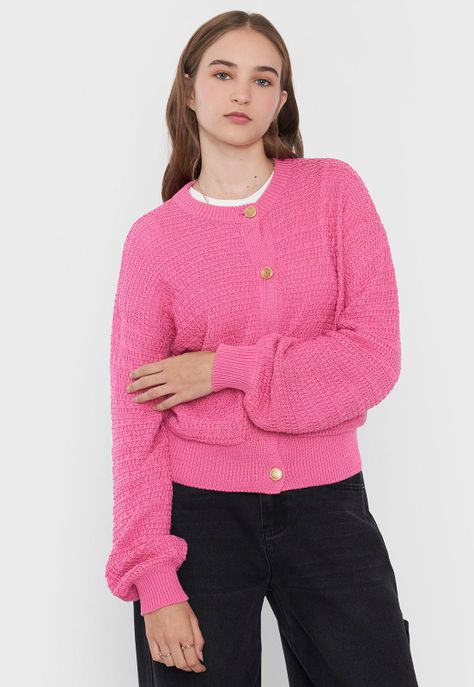Cárdigan Mujer Botones Rosado Corona-2