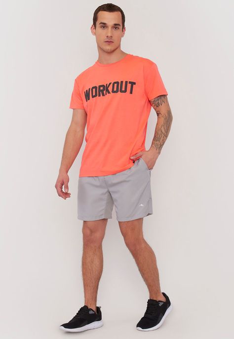 Polera Hombre Deportiva Fun Lettering Poliéster  Reciclado Naranjo Corona-3