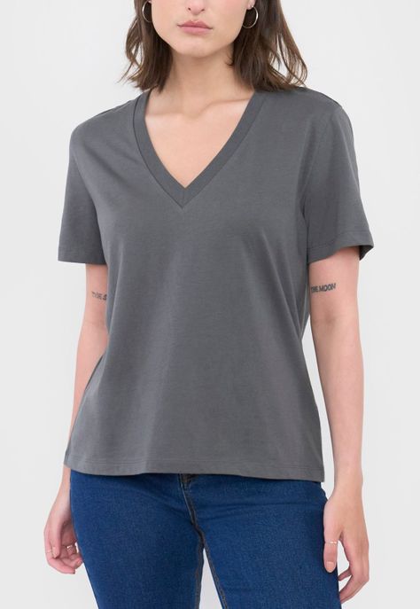 Polera Mujer V-Neck Esencial Charco Corona-2