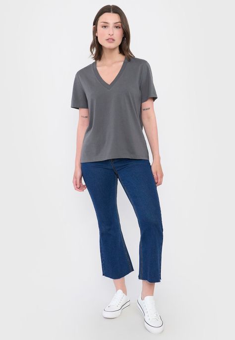 Polera Mujer V-Neck Esencial Charco Corona-3