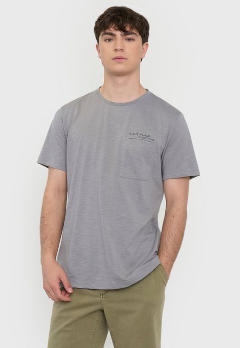 Polera Hombre Fun Bolsillo Gris Claro Corona-0