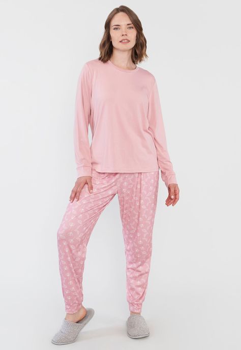 Pijama Mujer Full Print Polypeach Coral Corona-0