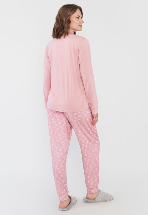 Pijama Mujer Full Print Polypeach Coral Corona-1