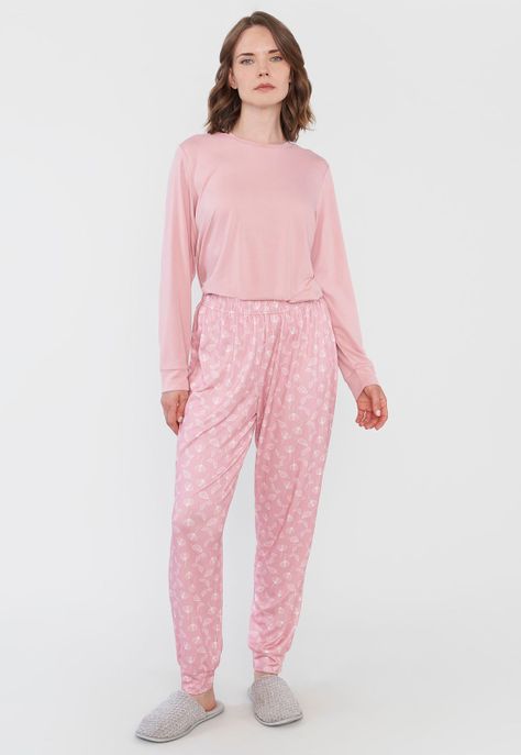 Pijama Mujer Full Print Polypeach Coral Corona-3
