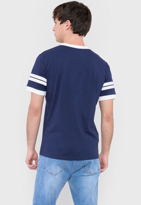 Polera Hombre Slim College Azul Corona-1