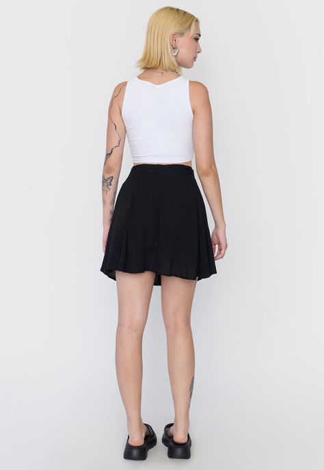 Falda Mujer Cintura Botones Negro Corona-2