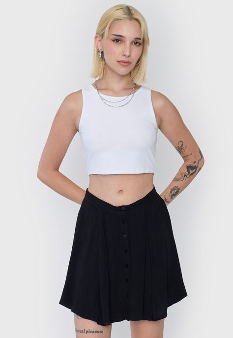 Falda Mujer Cintura Botones Negro Corona-3