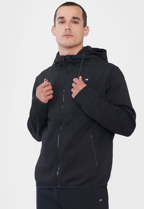Polerón Hombre Deportivo Cierres Zipper Negro Corona-2