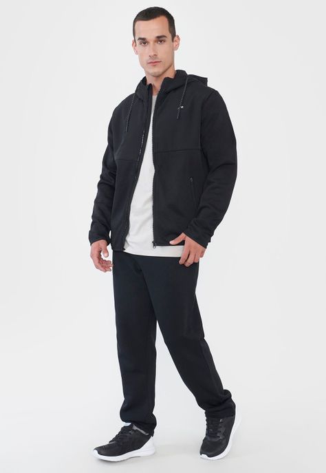 Polerón Hombre Deportivo Cierres Zipper Negro Corona-3