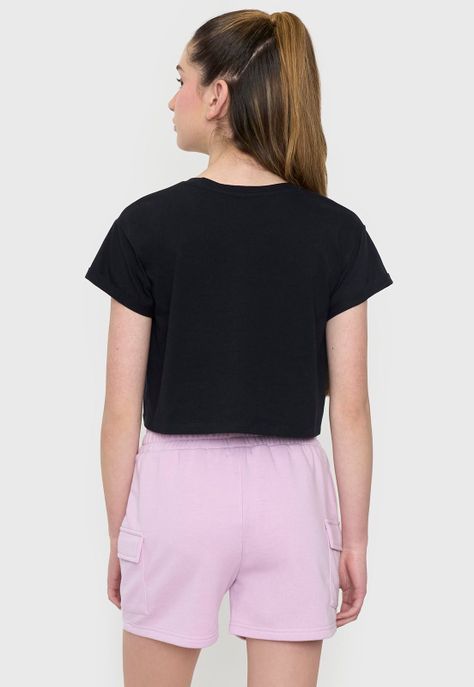 Polera Niña Teen Manga Corta Fun Negro Corona-1