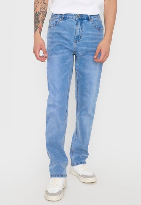 Jeans Hombre Slim Spandex Color Azul Medio Corona-1