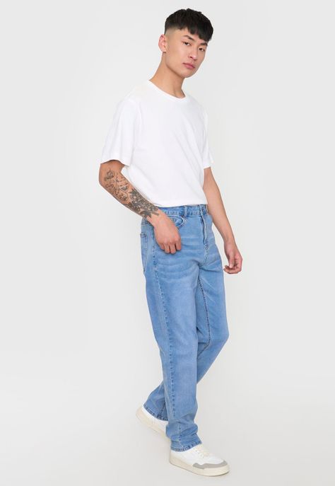 Jeans Hombre Slim Spandex Color Azul Medio Corona-3
