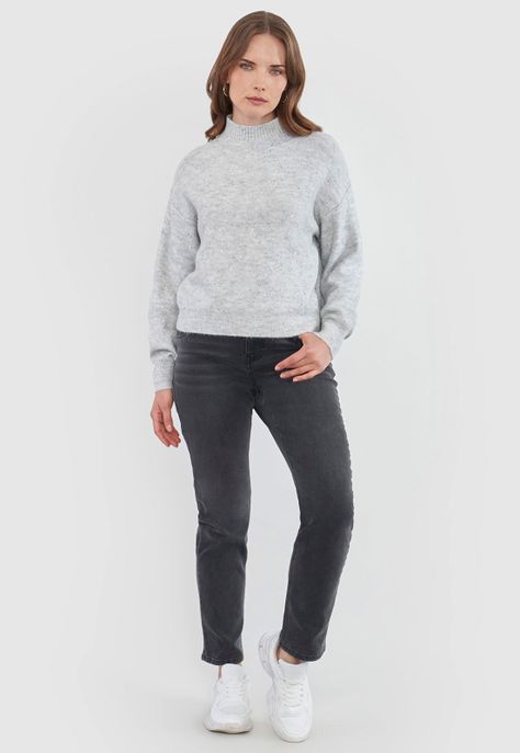 Sweater Mujer Lentejuelas Gris Claro Corona-3