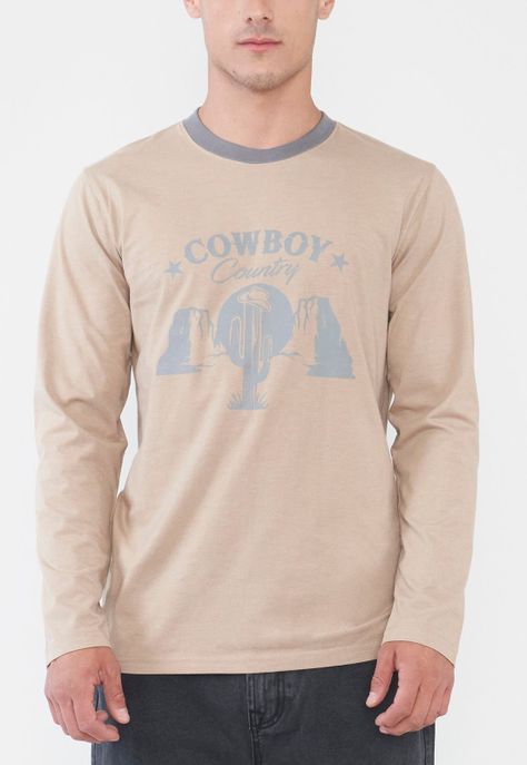 Polera Hombre Print M/L Beige Corona-2