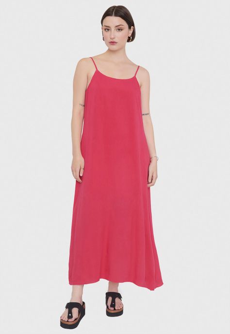 Vestido Mujer Bambula Viscosa Reciclada Guinda Corona-0