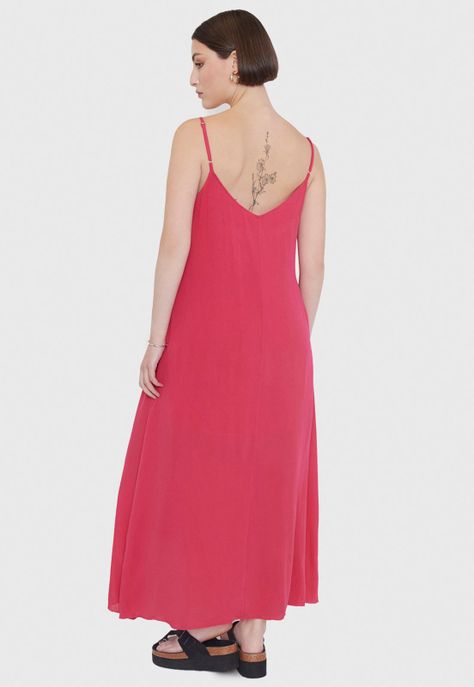 Vestido Mujer Bambula Viscosa Reciclada Guinda Corona-1