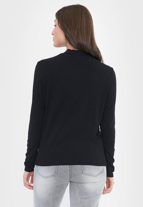 Polera Mujer Beatle Rib Negro Corona-1