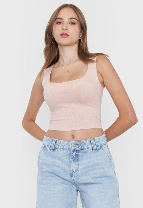 Polera Mujer Sin Mangas Tira Ancha Palo Rosa Corona-0