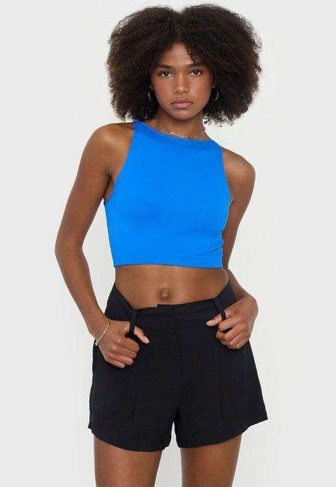 Peto Mujer Seamless Halter Azul Corona-0