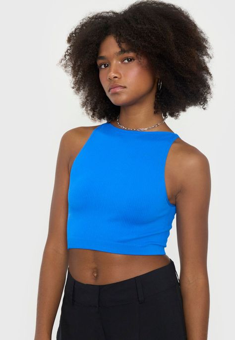 Peto Mujer Seamless Halter Azul Corona-2