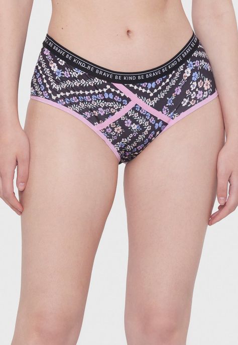 Boyshort Mujer Microfibra Flores Fondo Negro Corona-0