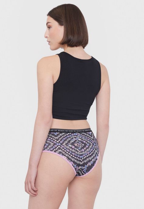 Boyshort Mujer Microfibra Flores Fondo Negro Corona-1