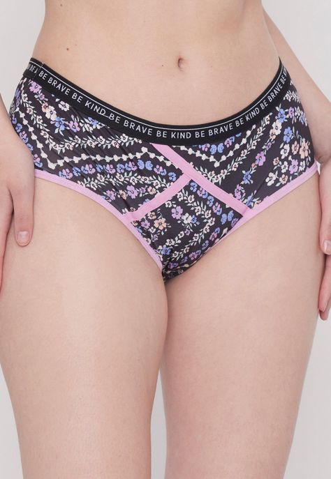 Boyshort Mujer Microfibra Flores Fondo Negro Corona-2