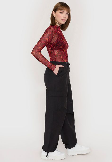 Pantalón Mujer Parachute Negro Corona-0