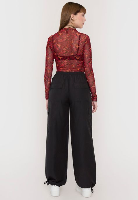 Pantalón Mujer Parachute Negro Corona-2