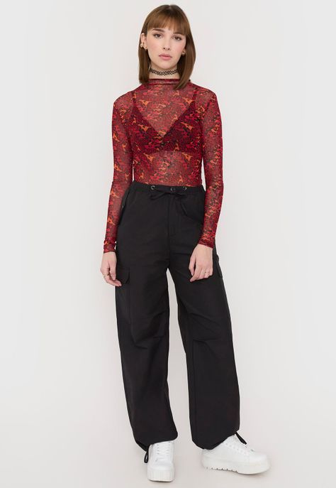 Pantalón Mujer Parachute Negro Corona-3