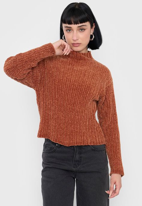 Sweater Mujer Chenille Rib Camel Corona-0