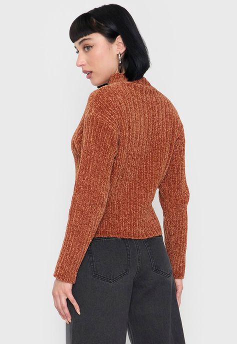 Sweater Mujer Chenille Rib Camel Corona-1