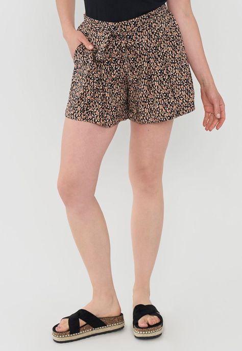 Short Mujer Fluido Cinturón Animal Print Café Corona-1