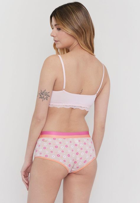 BoyShort Mujer Mujer Cotton Palo Rosa Print Corona-2