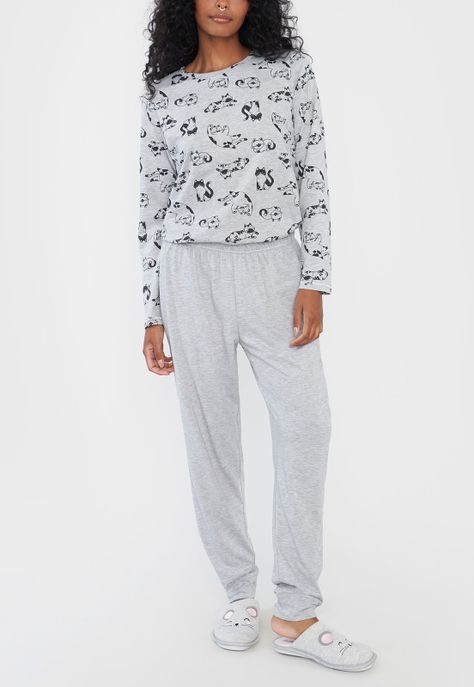 Pijama Mujer Aplicación Gris Corona-3