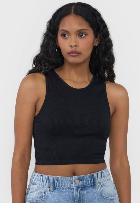 Polera Mujer Cuello Halter Sin Mangas Negro Corona-2