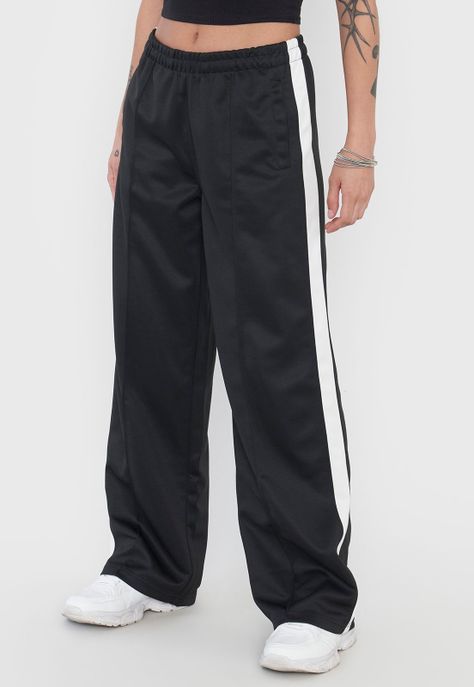 Pantalón Mujer Banda Lateral Negro Corona-1